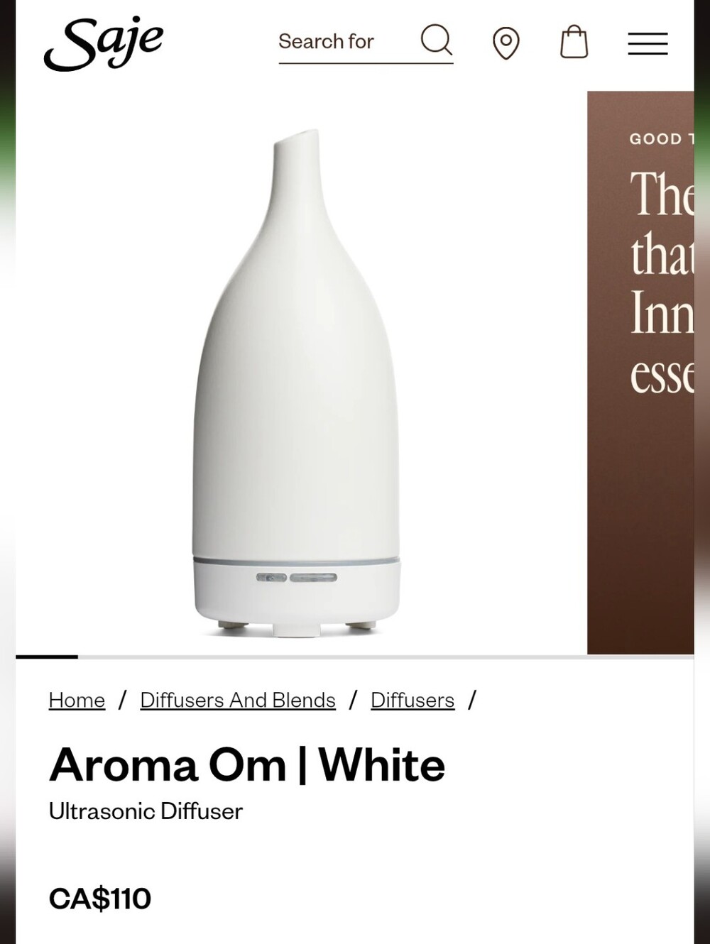 Gold And Cream Saje ArOma Diffuser With Power Cord And Lavender Oil